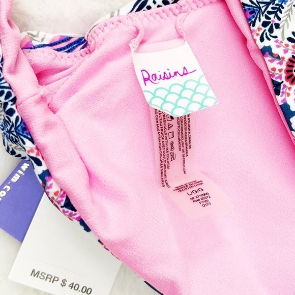 NWT Raisins Newport Printed Lace Up High Neck Bikini Top - Picture 3 of 5